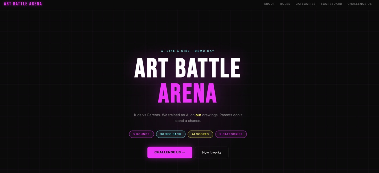 Art Battle Arena — Kids vs Parents AI drawing game