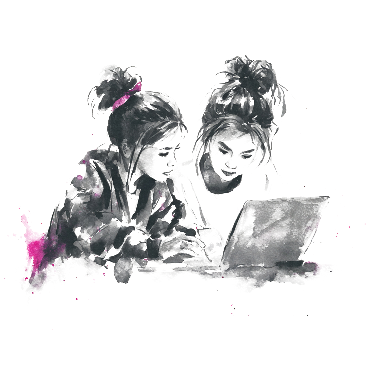 Girls exploring AI together